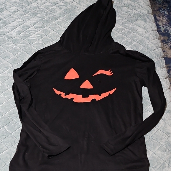 Black Hoodie with Orange Pumpkin Face - Picture 1 of 2